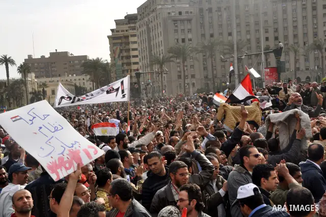 Protestors gather at Tahrir Square, Cairo, Egypt, Feb. 4, 2011. Egyptian minister of Health said Friday that about five thousand people have been injured since Jan. 25, and eight have been killed in clashes between prote...