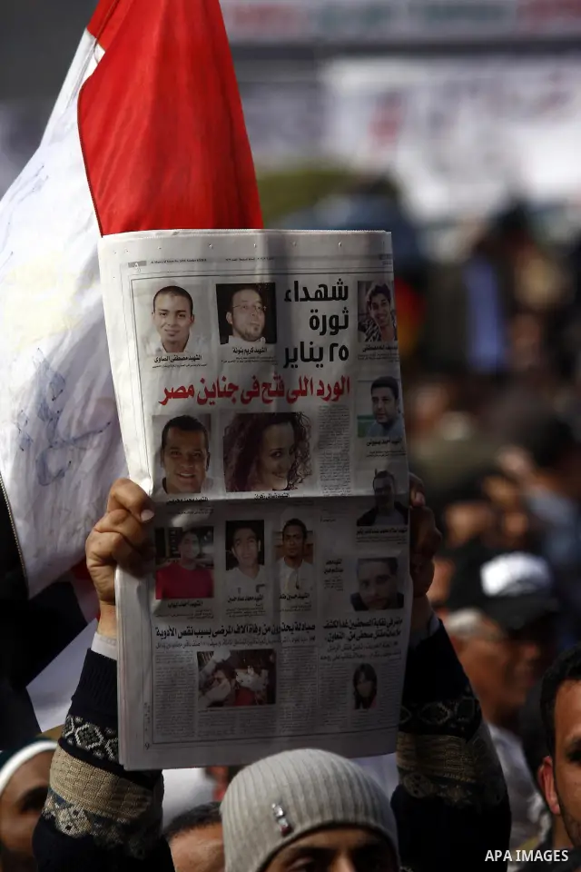 Opposition demonstrators protest at Tahrir Square in Cairo Feb. 6, 2011. Demonstrators camped out in Cairo's Tahrir Square, which has become an epicentre for protest, vowed to intensify their battle to oust Egypt's Presi...