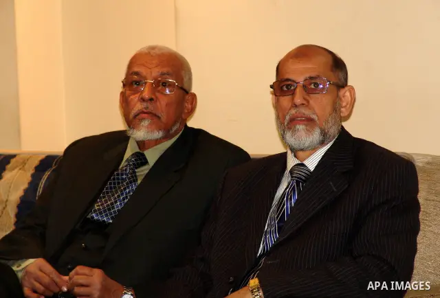 Members of Egyptian Muslim brotherhood seniors attend a press conference in Cairo, Egypt, Wednesday, Feb. 9, 2011. The Muslim Brotherhood considered the Egypt's largest opposition group. Photo by Ahmed Asad