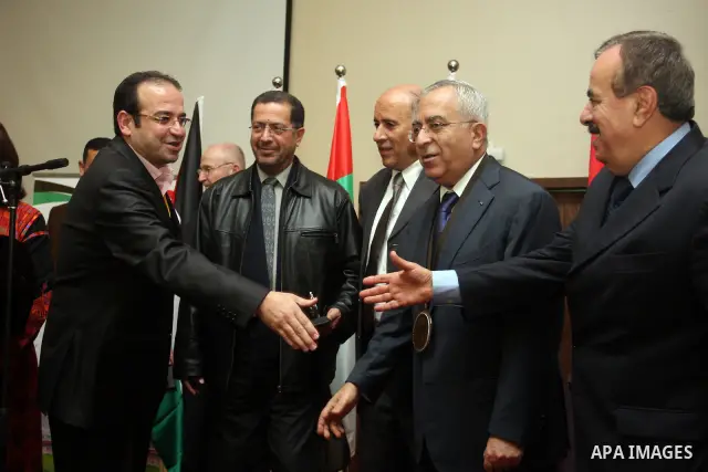 Palestinian Prime Minister Salam Fayyad during the opening of the Arab Media Forum Sports first in Palestine in West Bank city of Ramallah on February 9, 2011. Photo by Issam Rimawi