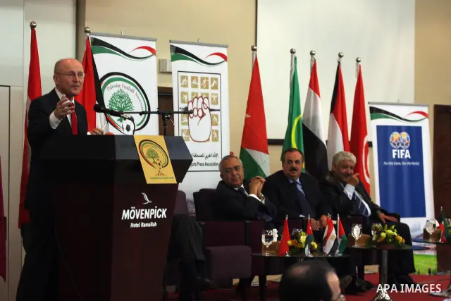 Wilfred to Makki, Assistant Secretary General of the United Nations during his speech at the opening of the first Arab Media Forum in Palestine in the West Bank City of Ramallah on February 9, 2011. Photo by Issam Rimawi