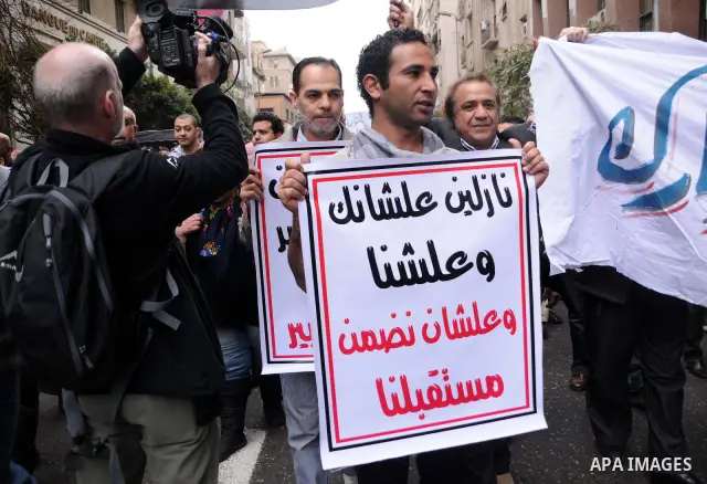 Artists take part in the anti-government demonstration in Tahrir Square in downtown Cairo, Egypt on Feb. 10,2010. Tahrir Square has witnessed an explosion of political expression and free speech since the anti-government...