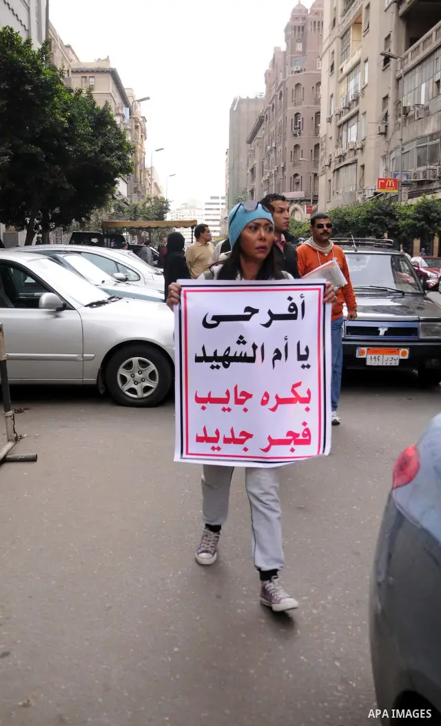 Artists take part in the anti-government demonstration in Tahrir Square in downtown Cairo, Egypt on Feb. 10,2010. Tahrir Square has witnessed an explosion of political expression and free speech since the anti-government...