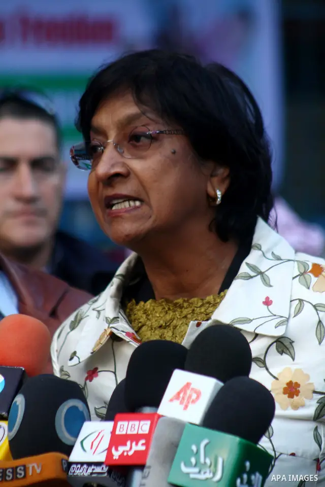 United Nations High Commissioner for Human Rights Navanethem Pillay visits to an Elementary UNRWA school in Gaza City, Thursday, Feb. 10, 2011. Pillay is on an official visit to the region.. Photo by Ashraf Amra