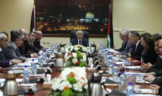 Palestinian Prime Minister Salam Fayyad while heading the Palestinian cabinet meeting, in the West Bank City of Ramallah on Feb. 14, 2011. Photo by Mustafa Abu Dayeh