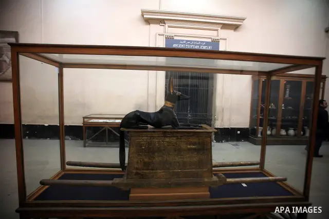 Antiquities are seen in the Egyptian Museum in Cairo, Egypt, Wednesday Feb. 16, 2011. According to Dr. Zahi Hawass, Director for the Supreme Council of Antiquities , thieves entered the museum while the mass street prote...