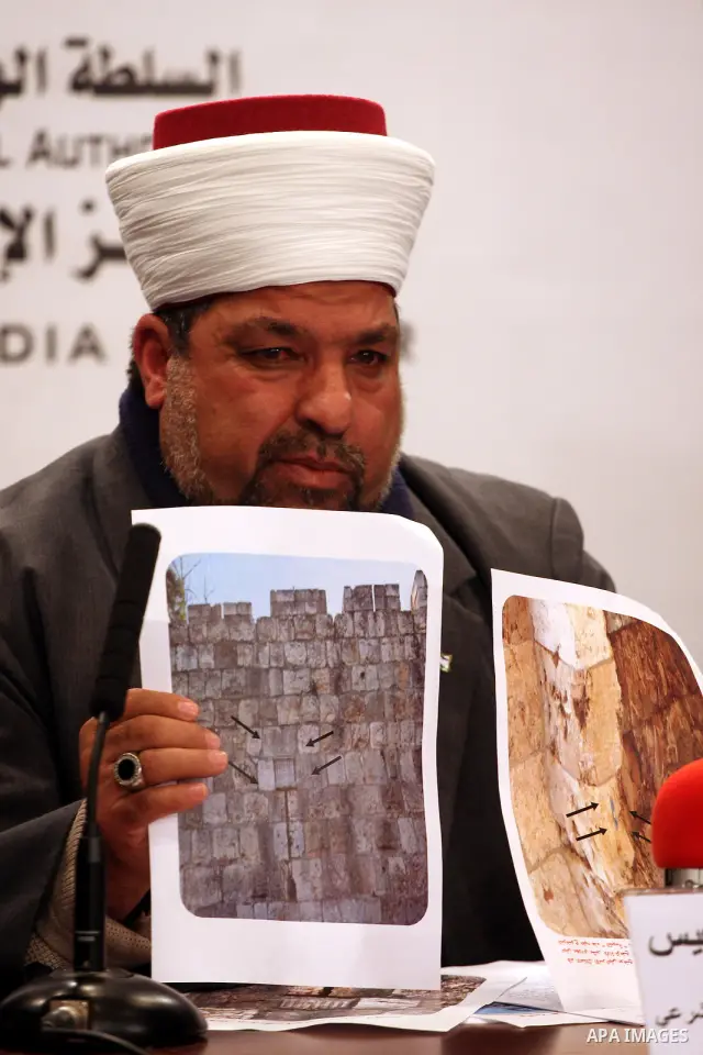 Yousuf Adaies, the head of the Supreme Council of the legitimate judical attends a joint news conference in Ramallah in the West Bank, February 16, 2011. Photo by Issam Rimawi
