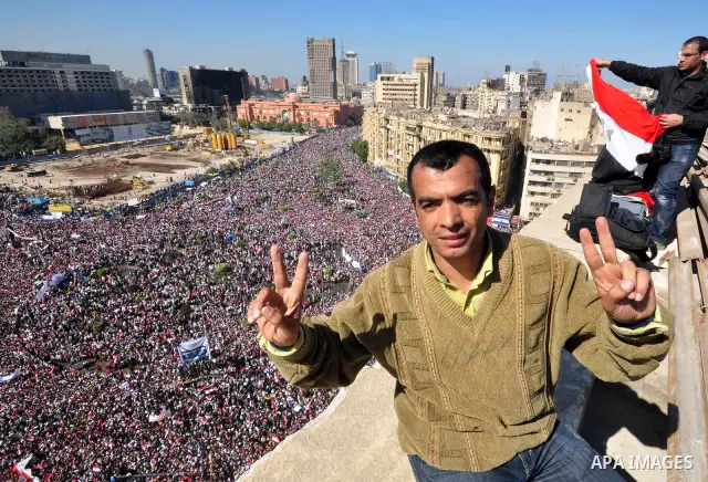 Thousands attend Friday prayers and a demonstration in Tahrir Square in Cairo, Egypt, Friday Feb. 18, 2011. Tens of thousands of flag-waving Egyptians packed into Tahrir Square for a day of prayer and celebration Friday...