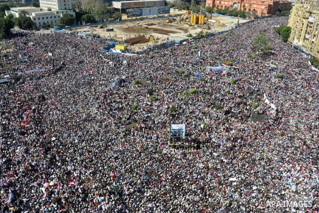 Thousands attend Friday prayers and a demonstration in Tahrir Square in Cairo, Egypt, Friday Feb. 18, 2011. Tens of thousands of flag-waving Egyptians packed into Tahrir Square for a day of prayer and celebration Friday...