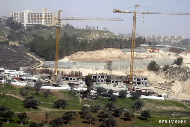 A view of a construction site at Jewish settlement in Harmoun Hanatsev in the east Jerusalem on Feb. 20,2011. The United States vetoed a resolution that received 14 votes in favour from the United Nations Security Counci...