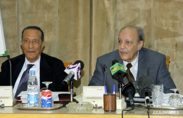Members of the Egyptian Constitutional Commission participate in a meeting in Cairo, Egypt, Feb. 20,2011. Photo by Ahmed Asad