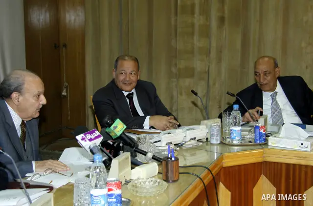 Members of the Egyptian Constitutional Commission participate in a meeting in Cairo, Egypt, Feb. 20,2011. Photo by Ahmed Asad