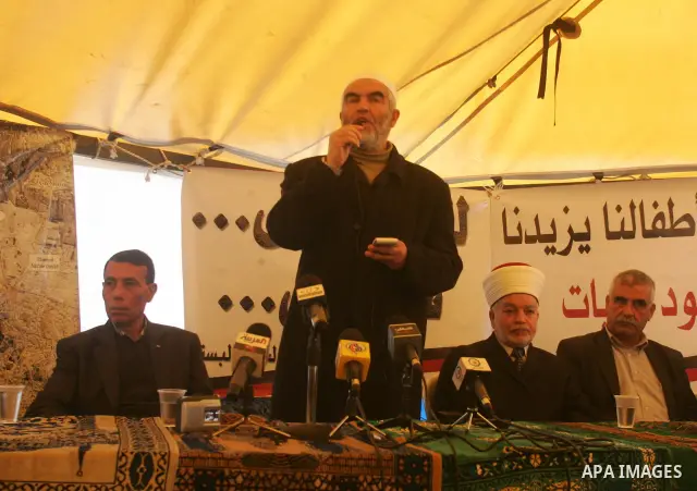 Sheikh Raed Salah, the Islamic Movement leader in Israel, delivers speech during a press conference to solidarity with the Palestinian families in Jerusalem's neighborhood of Silwan , on Feb. 22,20101. Photo by Mahfouz A...