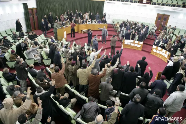 Libyans Deputy meeting of the Board of Deputies for the families of eastern Libya , in Albedia , Libya, on Thursday Feb. 24, 2011. Mustafa Abdel-Jalil, Libya's ex-justice minister. Abdel-Jalil, who stepped down as justic...