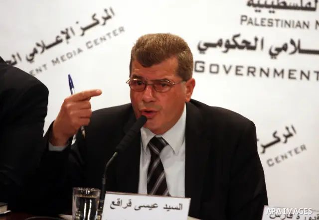 Palestinian Prisoners Minister, Issa Qaraqe attends a press conference discussing the prosecution of Palestinian children by Israeli occupation forces in the West Bank city of Ramallah on March 1, 2011. Photo by Issam Ri...