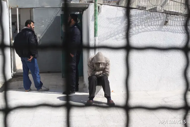 Palestinian prisoners are seen at the new department for prisoners at a police station during the opening ceremony, in Gaza City on March 3, 2011. Photo by Mohammed Asad