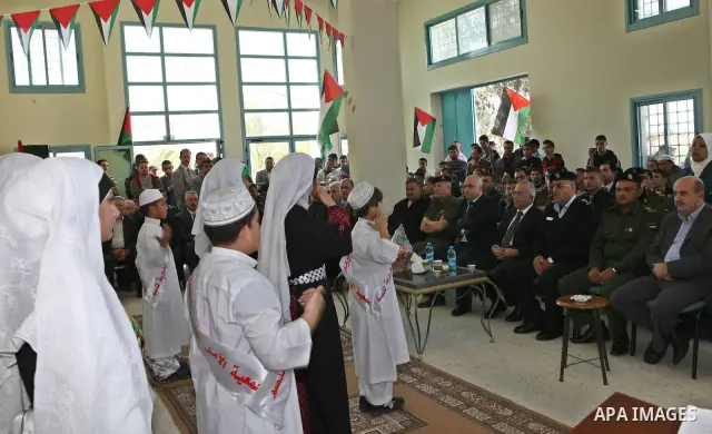 Palestinian Prime Minister Salam Fayyad, during the opening of the vocational rehabilitation centre for the Deaf in Village of Nabi Elias, in the West Bank city of Qalqilya on March 3, 2011. Photo by Mustafa Abu Dayeh