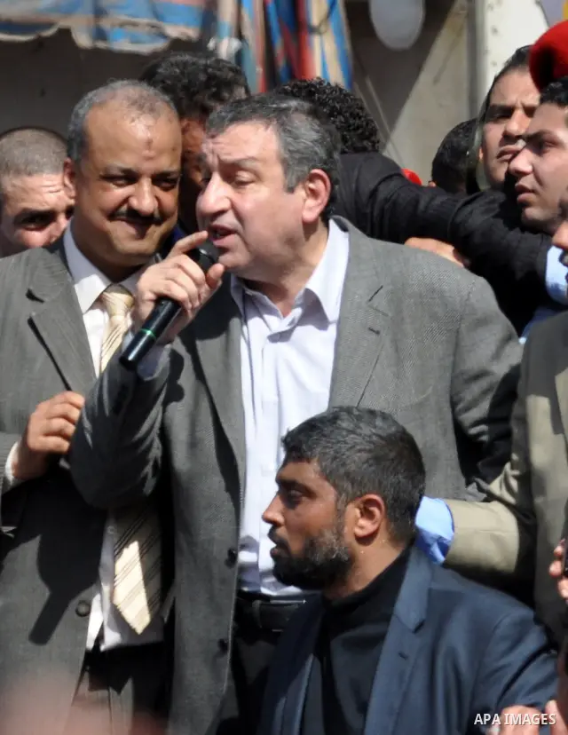 Egyptian Prime Minister designate Essam Sharaf, speaks to demonstrators at Tahrir Square in Cairo, Egypt, Friday, March 4, 2011. Egypt's new prime minister designate has vowed before thousands of mostly young demonstrato...