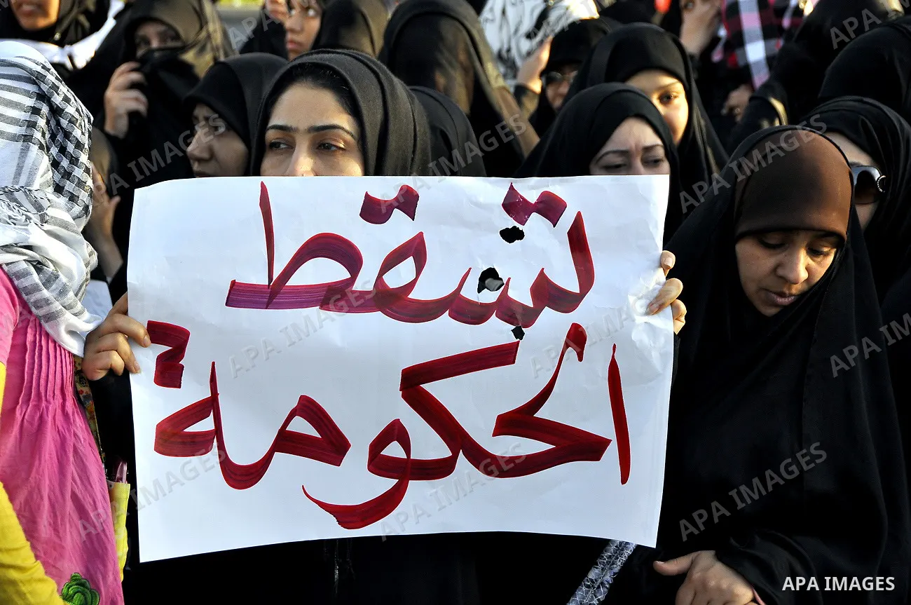 Tens of thousands of Bahraini anti-government protesters march Friday, March 4, 2011, from the main government house in the capital of Manama, Bahrain, to the Pearl roundabout, where they have set up camp. Also on Friday...