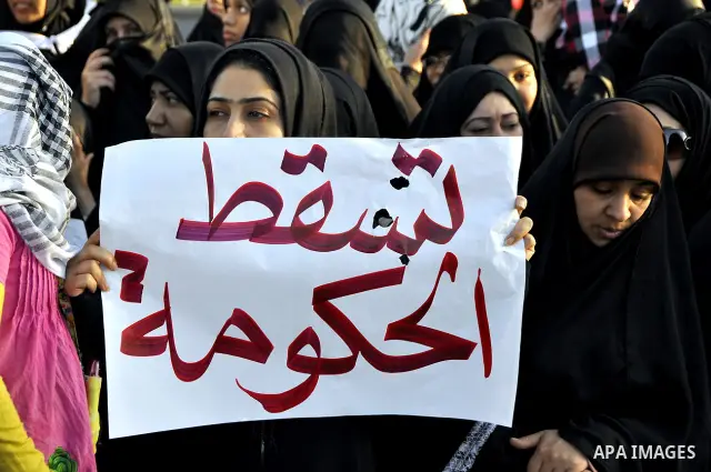 Tens of thousands of Bahraini anti-government protesters march Friday, March 4, 2011, from the main government house in the capital of Manama, Bahrain, to the Pearl roundabout, where they have set up camp. Also on Friday...