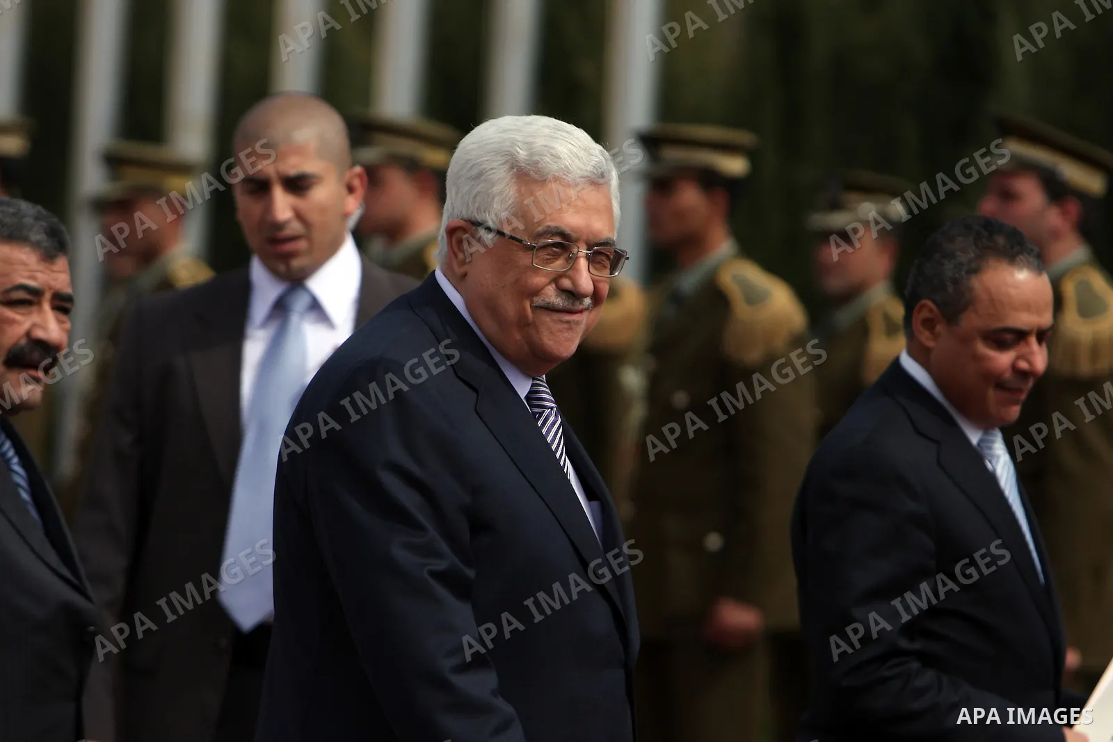 Palestinian President Mahmoud Abbas meets with the Chile's President Sebastian Pinera in the West Bank town of Ramallah on March 5,2011. In the second day visit of Pinera that will also take him to Bethlehem, where he wi...