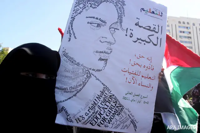 Palestinian women attend a rally calling for an end to Palestinian divisions, to mark International Women's Day in Gaza City March 8, 2011. Female protesters rallied to voice their frustrations over the unending split be...
