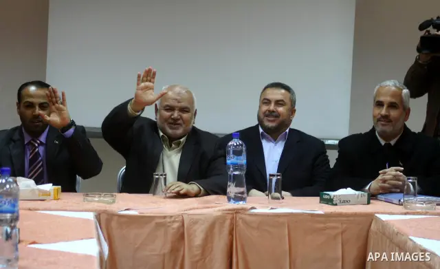 Palestinian factions leaders attend a meeting to discuss the Palestinian reconciliation in Gaza city on March 9,2011. Photo by Ashraf Amra