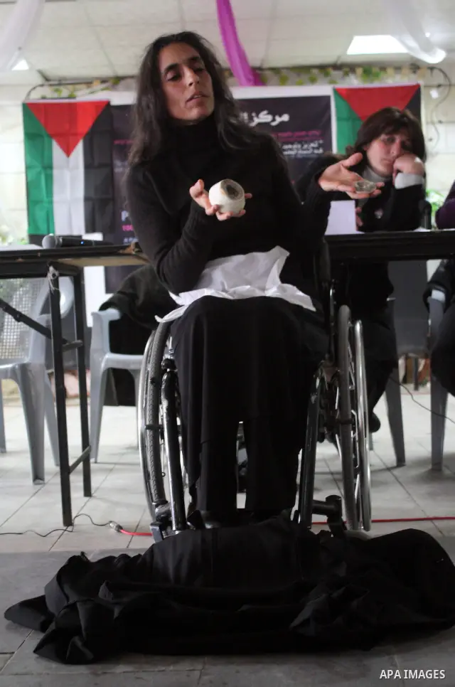 Palestinian and israeli women take part in a Palestinian_Jewish conference of the occasion of the 100th International Womens Day on March 12,2011 in Beit Omar village near the West Bank city of Hebron. Photo by Najeh Has...