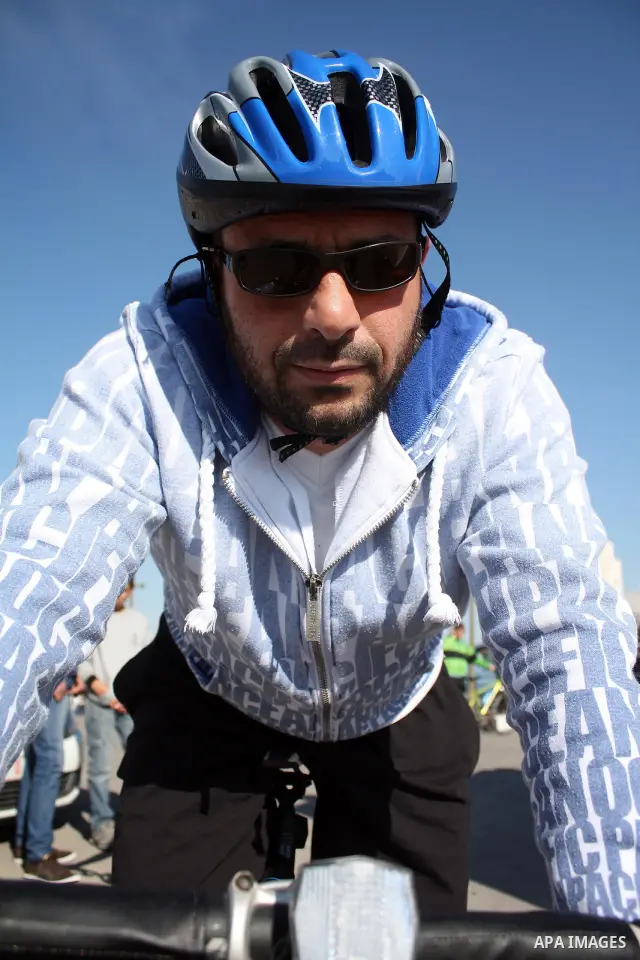 Palestinians compete during cycling race in the West Bank city of Hebron on March 14,2011.This event is the first of it kind on the local level and it was organized by the Palestinian Ministery of youth and sport as a pr...
