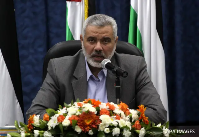 Palestinian Prime Minister in Gaza Strip, Ismail Haniyah heads cabinet meeting following the protests calling for Palestinian political unity between Gaza's Hamas rulers and the Fatah-dominated Palestinian Authority whic...