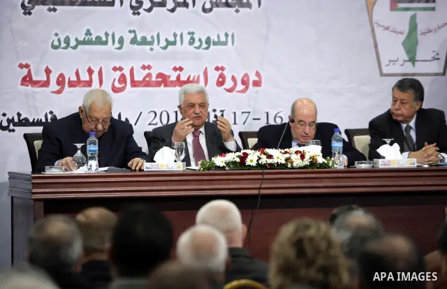 Palestinian President Mahmoud Abbas speaks during a meeting for Palestine Liberation Organization's Central Council in the West Bank city of Ramallah March 16, 2011. Abbas on Wednesday said he is ready to go to Gaza Stri...