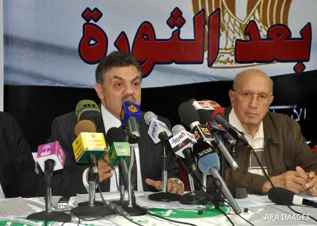 The Egyptian Muslim brotherhood arranged a press conference. they said that they will vote in the upcoming constitutional amendments in order to maintain stability in Egypt.March 16 2011. Photo by Ahmed Asad