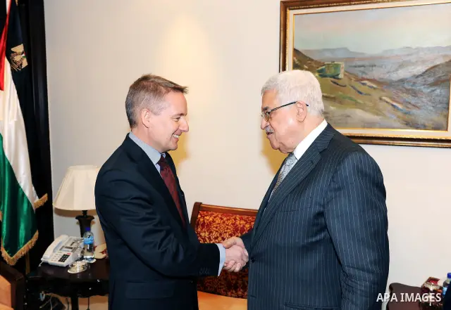 Palestinain President Mahmoud Abbas (Abu Mazen) meets with the Representative of the Netherlands Jack Twis Van Avordy in Ramallah west banck March, 17,2011 .Photo by Thaer Ganaim.
