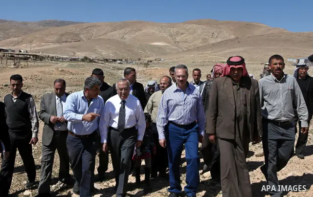 Palestinian Prime Minister Salam Fayyad take a part in graduation ceremony of "Active Citizens" that was organized by Maan development center and the British Council in Ras Al Ouja/ Jordan Valley March 17, 2011 Photo By:...