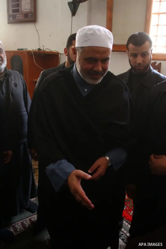 Palestinian Prime Minister in Gaza Strip, Ismail Haniyah attends Friday prayers in Gaza City on March 18,2011. Photo by Ashraf Amra