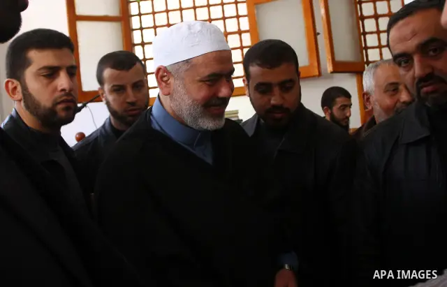 Palestinian Prime Minister in Gaza Strip, Ismail Haniyah attends Friday prayers in Gaza City on March 18,2011. Photo by Ashraf Amra