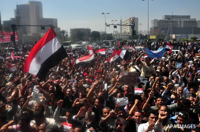 Egyptians shout anti- constitutional amendments slogans during a protest at Tahrir Square in Cairo, Egypt, Friday, March 18, 2011 a day before the referendum . Civic groups have raised fears that the timing of a Saturday...