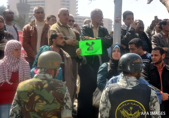 Egyptians shout anti- constitutional amendments slogans during a protest at Tahrir Square in Cairo, Egypt, Friday, March 18, 2011 a day before the referendum . Civic groups have raised fears that the timing of a Saturday...