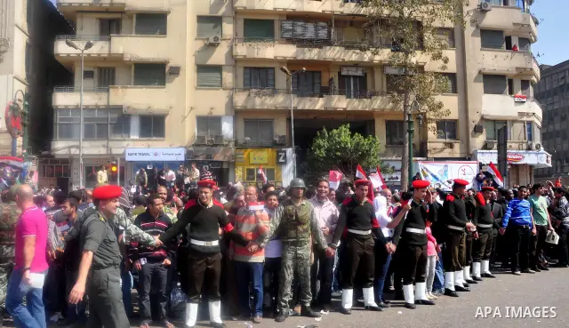 Egyptians shout anti- constitutional amendments slogans during a protest at Tahrir Square in Cairo, Egypt, Friday, March 18, 2011 a day before the referendum . Civic groups have raised fears that the timing of a Saturday...
