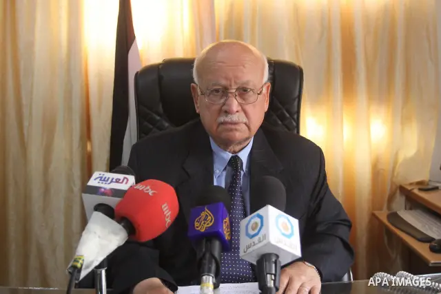 Palestinain member of excutive committe of Fatah movement Zakaria Agha held a press conference in Gaza to discuss the latest political development on March 20,2011 . Photo by Mohammed Asad