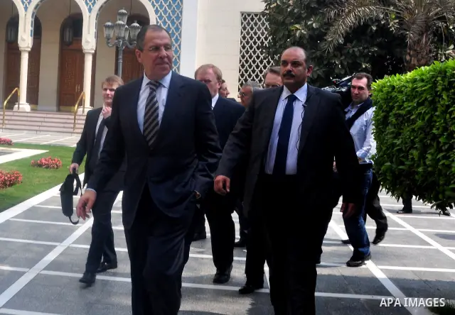 Arab League Secretary General Amr Moussa meets with Russian Foreign Minister Sergei Lavrov at the Arab League headquarters in Cairo, Egypt, 21 March 2011. Russian Foreign Minister Sergei Lavrov is on a tour of the Middle...