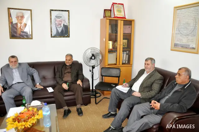 Palestinian Jihad Islamic and Fatah leaders attend a meeting to discuss the Palestinian reconciliation between Fatah and Hamas in Gaza City on March 21,2011. Photo by STR