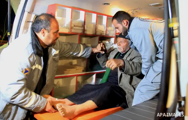 Pictured here is the arrival at al-Shifa Hospital in Gaza City of a number of injured Palestinians wounded as a result of recent Israeli aggressions Gaza City.22 march 2011.Phot by Naaman Omar.