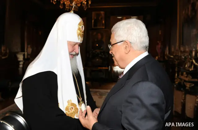 Palestinian President Mahmoud Abbas meets with Patriarch of Moscow, Russia 23 March 2011. Mahmoud Abbas is on a working visit in Russia which takes place ahead of a meeting of the Quartet of international mediators of th...