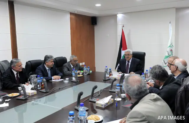 Palestinian President Mahmoud Abbas (Abu Mazen) heads the Executive Committee of the Palestine Liberation Organization in the West Bank city of Ramallah on March 27, 2011. Photo by Thaer Ganaim