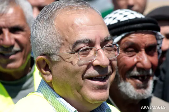 Palestinian prime minister Salam Fayyad during his visits in the southern town of Yatta, near Hebron in the occupied West Bank, on March 30, 2011, as hundreds of people across Israel and Palestinian territories were hold...