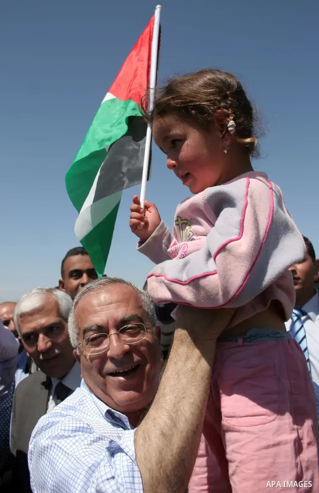 Palestinian prime minister Salam Fayyad during his visits in the southern town of Yatta, near Hebron in the occupied West Bank, on March 30, 2011, as hundreds of people across Israel and Palestinian territories were hold...