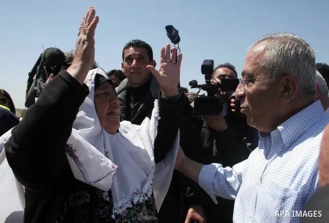 Palestinian prime minister Salam Fayyad during his visits in the southern town of Yatta, near Hebron in the occupied West Bank, on March 30, 2011, as hundreds of people across Israel and Palestinian territories were hold...
