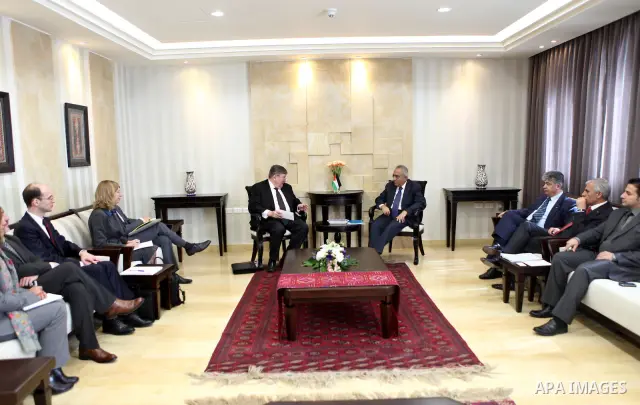 Palestinian Pime Minister, Salam Fayyad during his meeting with a delegation from the International Labour Organization to investigate the facts in the West Bank city of Ramallah on April 3, 2011. Photo by Mustafa Abu Da...