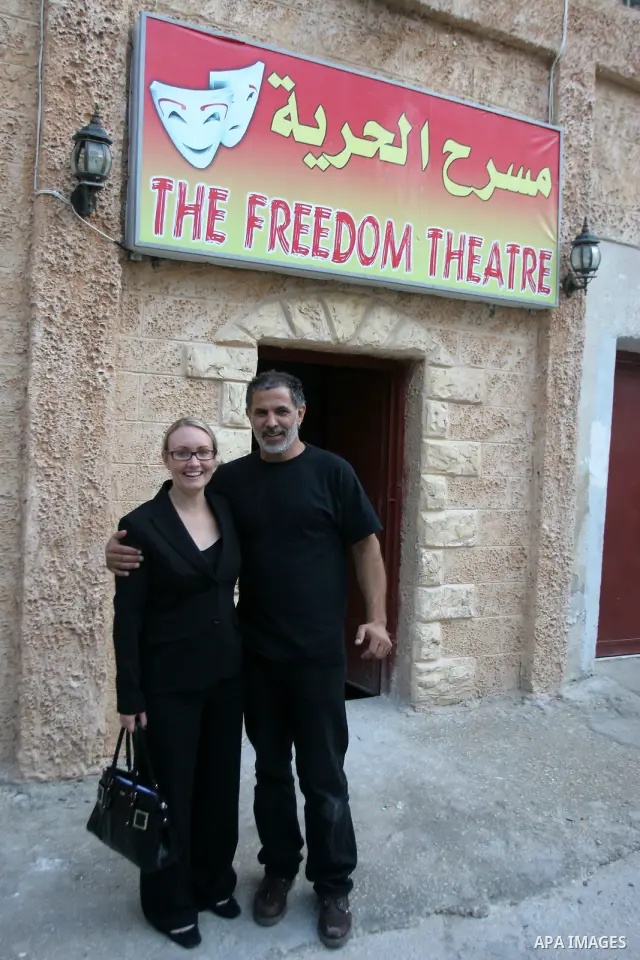 Juliano Mer Khamis is seen at the Freedom Theatre in Jenin refugee camp, near the West Bank city of Jenin in this picture taken October 30, 2008. A masked gunman shot dead on Monday the well-known Israeli actor and direc...